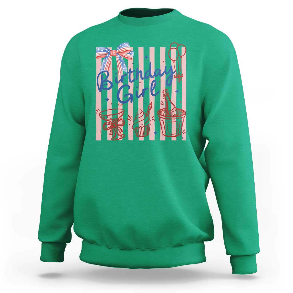 Patriotic Birthday Girl Sweatshirt Red White And Blue Party Graphic