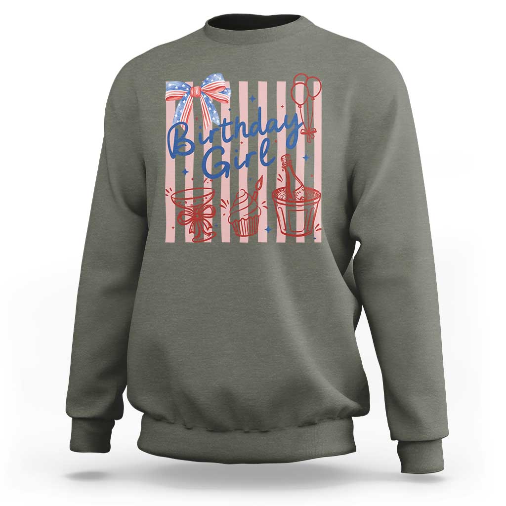 Patriotic Birthday Girl Sweatshirt Red White And Blue Party Graphic