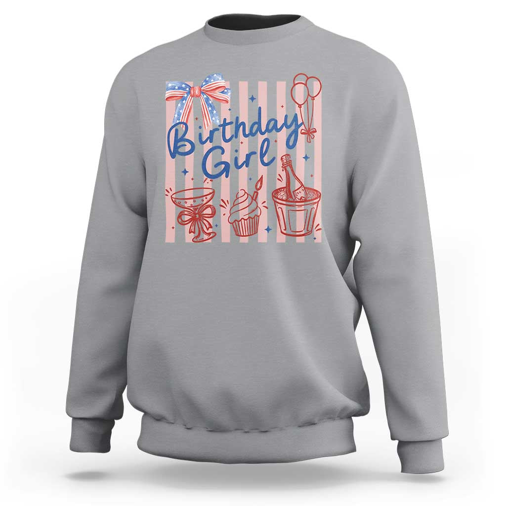 Patriotic Birthday Girl Sweatshirt Red White And Blue Party Graphic