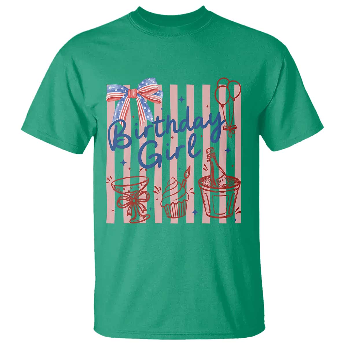 Patriotic Birthday Girl T Shirt Red White And Blue Party Graphic