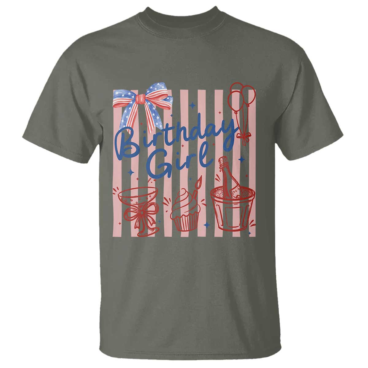 Patriotic Birthday Girl T Shirt Red White And Blue Party Graphic