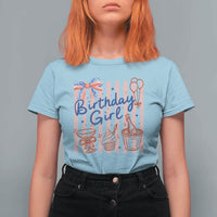 Patriotic Birthday Girl T Shirt For Women Red White And Blue Party Graphic