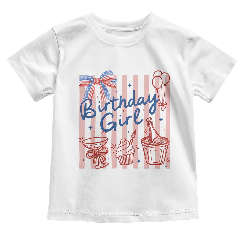 Patriotic Birthday Girl Toddler T Shirt Red White And Blue Party Graphic