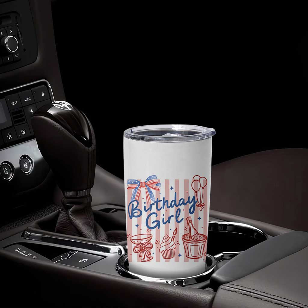 Patriotic Birthday Girl Tumbler Cup Red White And Blue Party Graphic