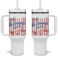 Patriotic Birthday Girl Tumbler With Handle Red White And Blue Party Graphic