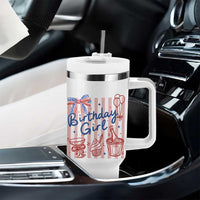 Patriotic Birthday Girl Tumbler With Handle Red White And Blue Party Graphic