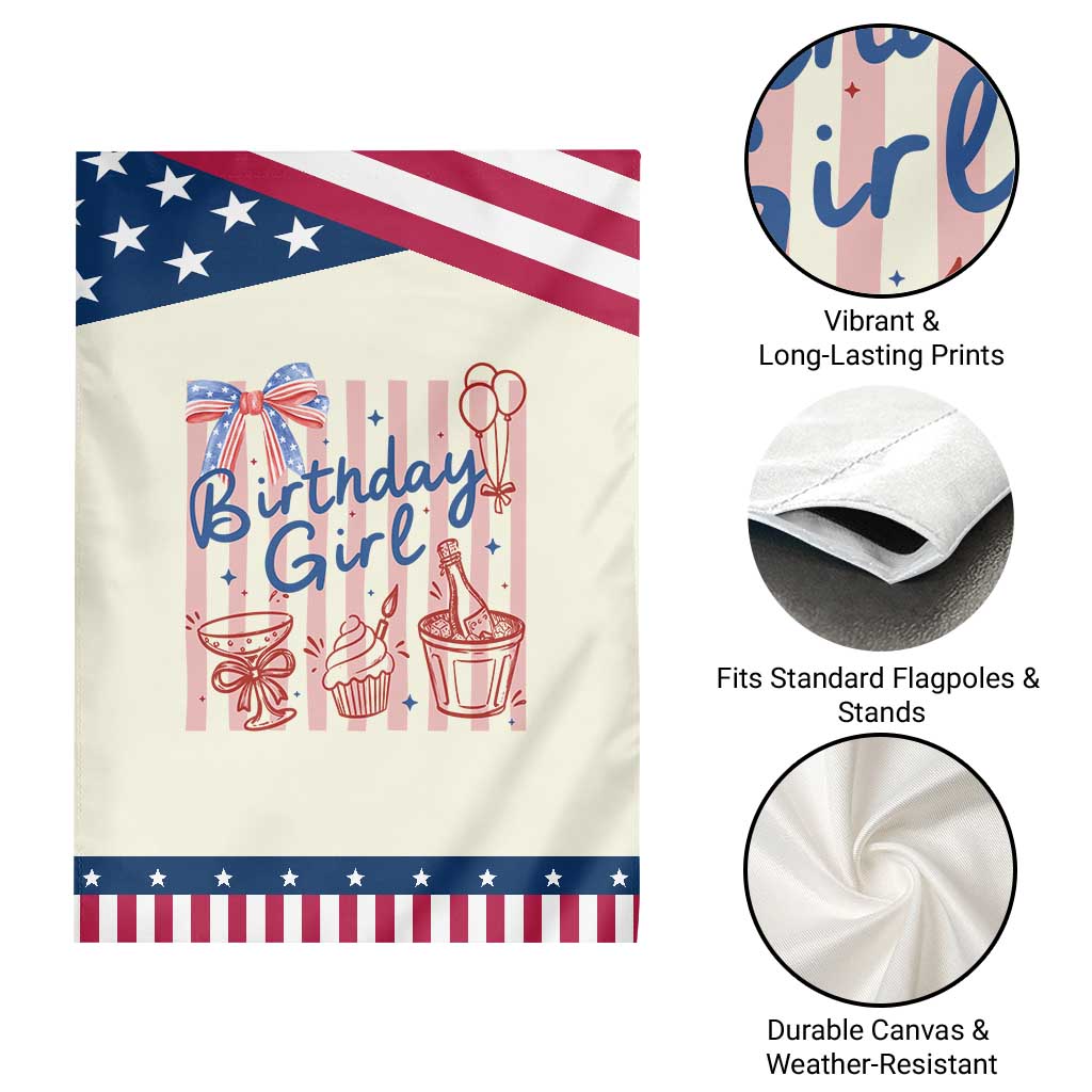 Funny Birthday Girl Patriotic Garden Flag Red White And Blue Party Graphic