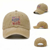 Patriotic Birthday Girl Washed Cotton Baseball Cap Red White And Blue Party Graphic