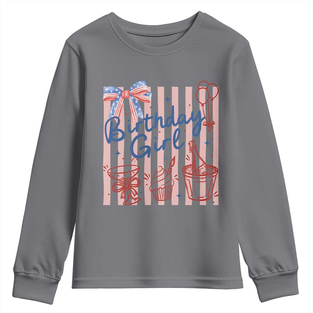 Patriotic Birthday Girl Youth Sweatshirt Red White And Blue Party Graphic