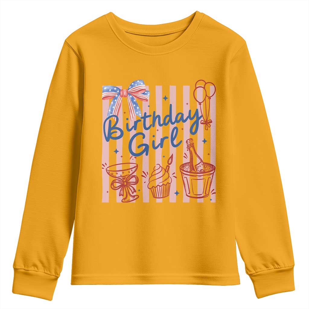 Patriotic Birthday Girl Youth Sweatshirt Red White And Blue Party Graphic