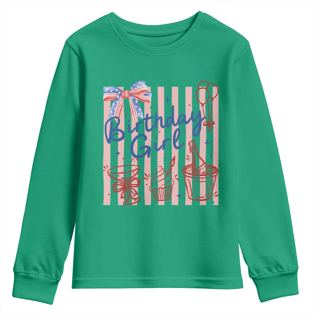 Patriotic Birthday Girl Youth Sweatshirt Red White And Blue Party Graphic