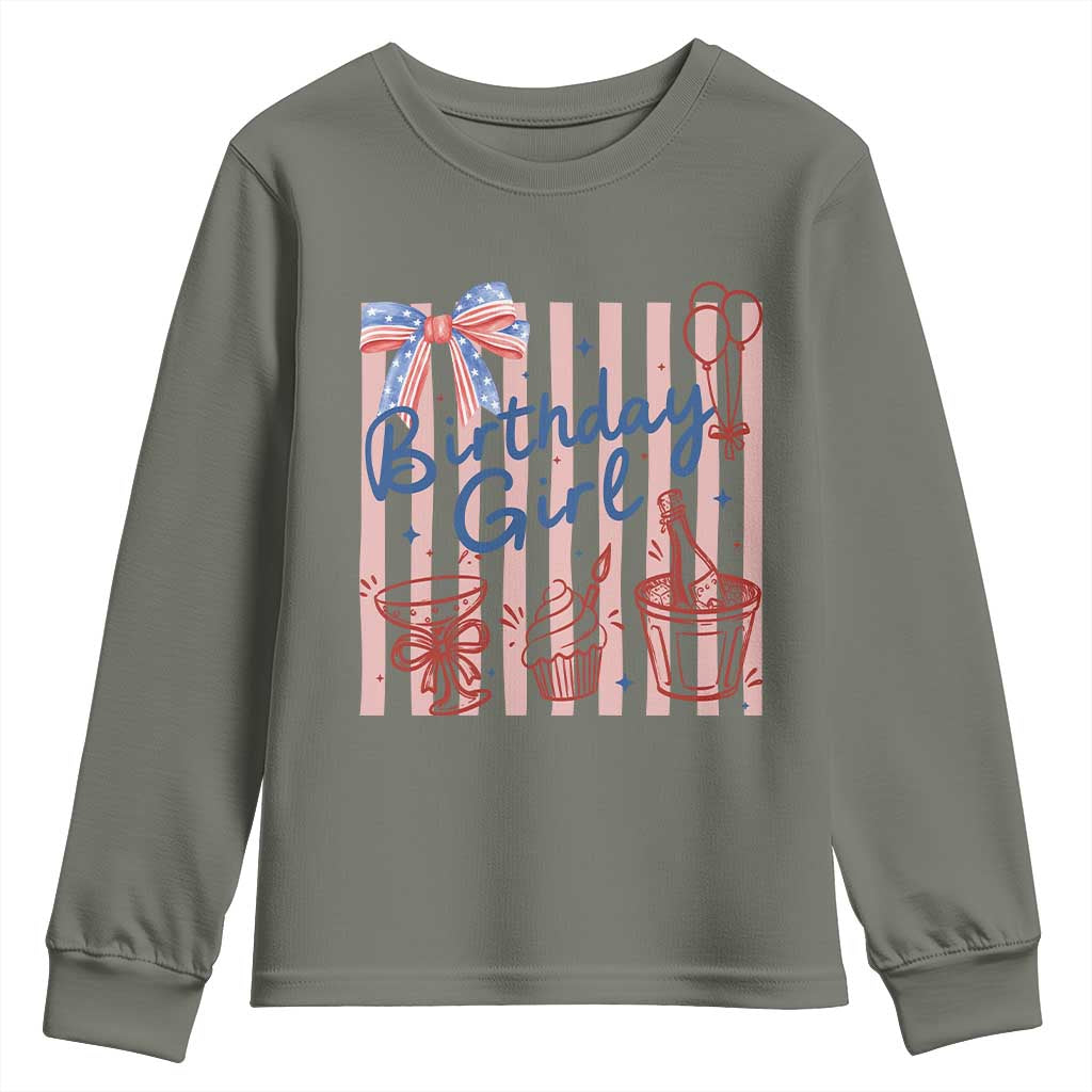 Patriotic Birthday Girl Youth Sweatshirt Red White And Blue Party Graphic
