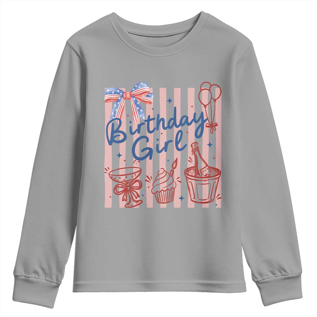Patriotic Birthday Girl Youth Sweatshirt Red White And Blue Party Graphic