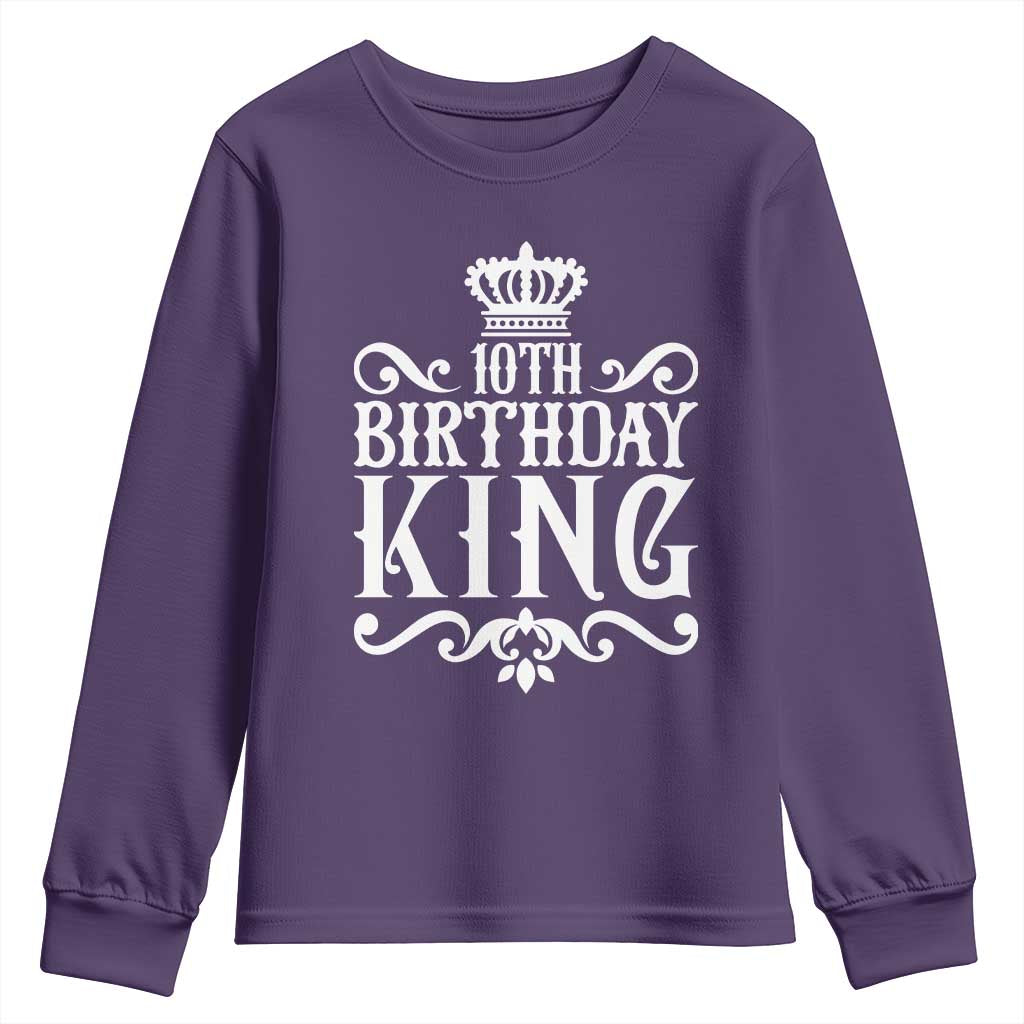 10th Birthday King Youth Sweatshirt Perfect 10 Years Old Crown Gift