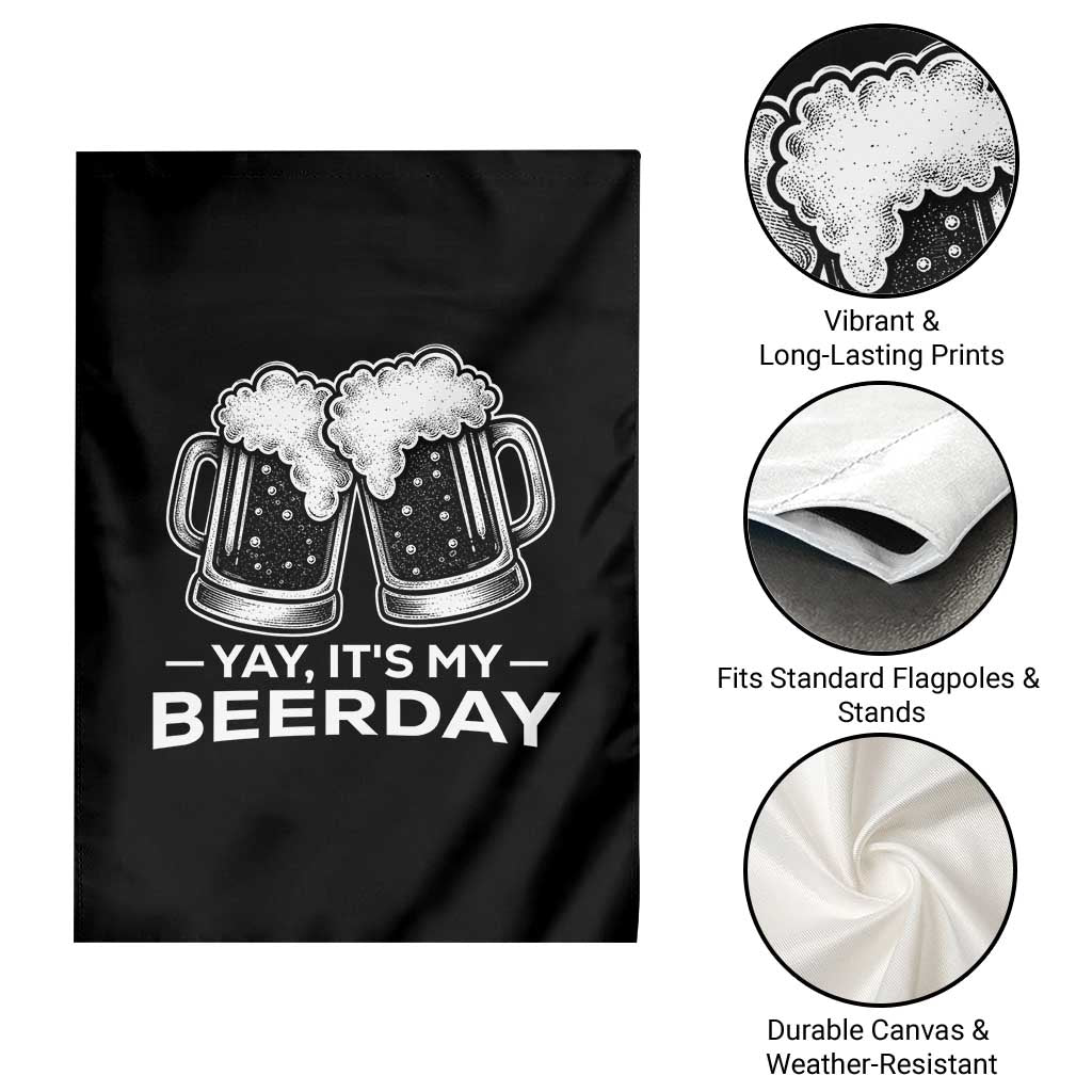 Yay Its My Beerday Garden Flag Funny Birthday Party Gift For Beer Lovers