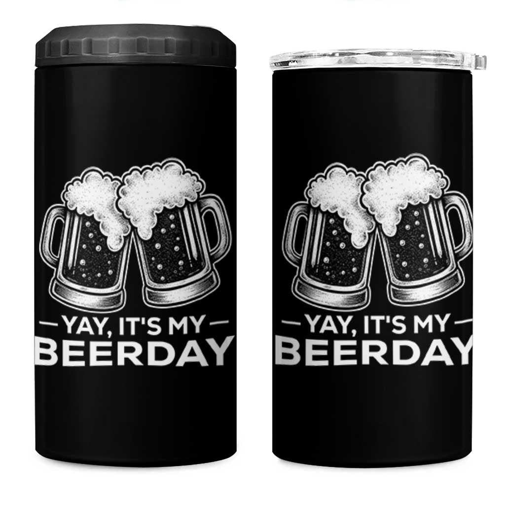 Yay Its My Beerday 4 in 1 Can Cooler Tumbler Funny Birthday Party Gift For Beer Lovers