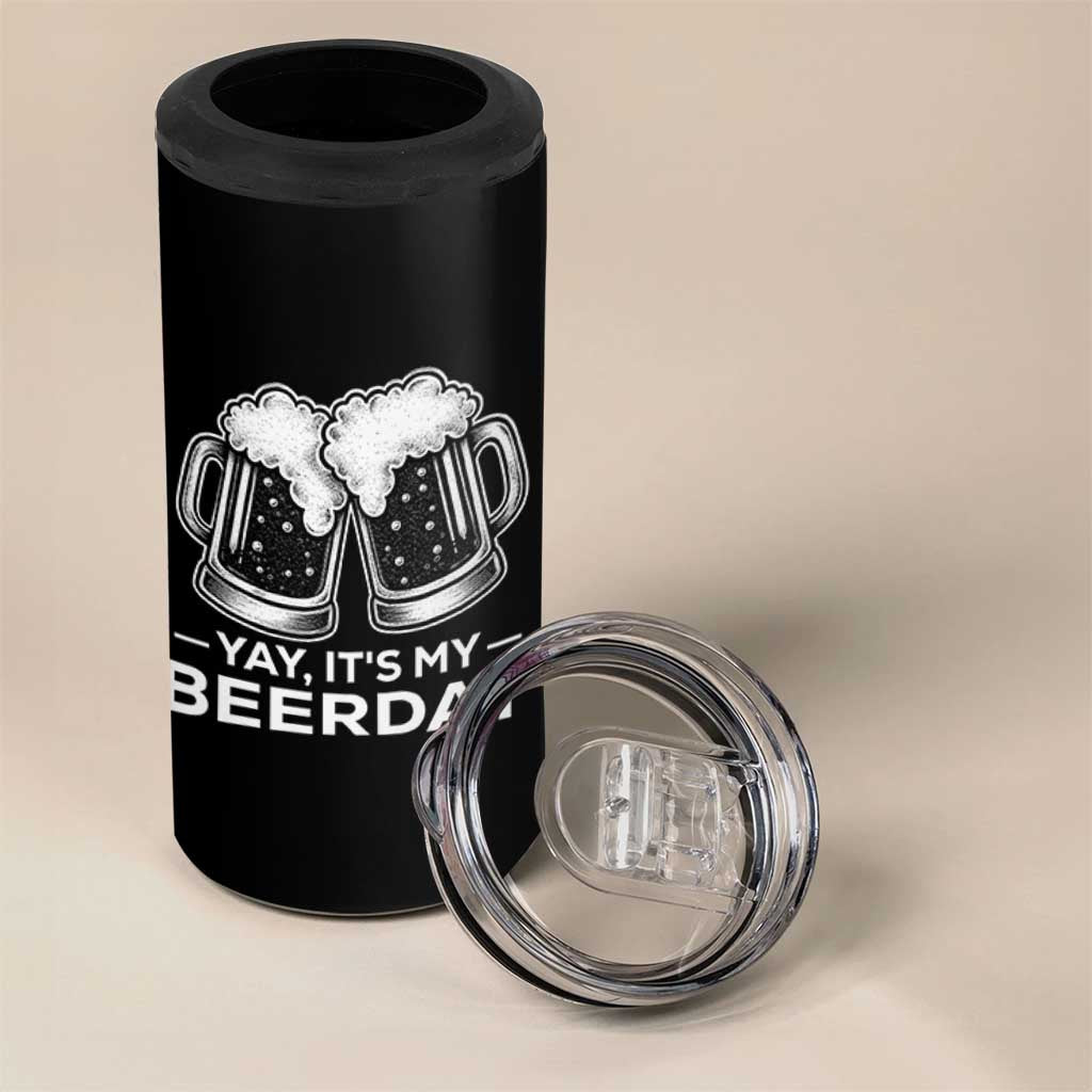 Yay Its My Beerday 4 in 1 Can Cooler Tumbler Funny Birthday Party Gift For Beer Lovers