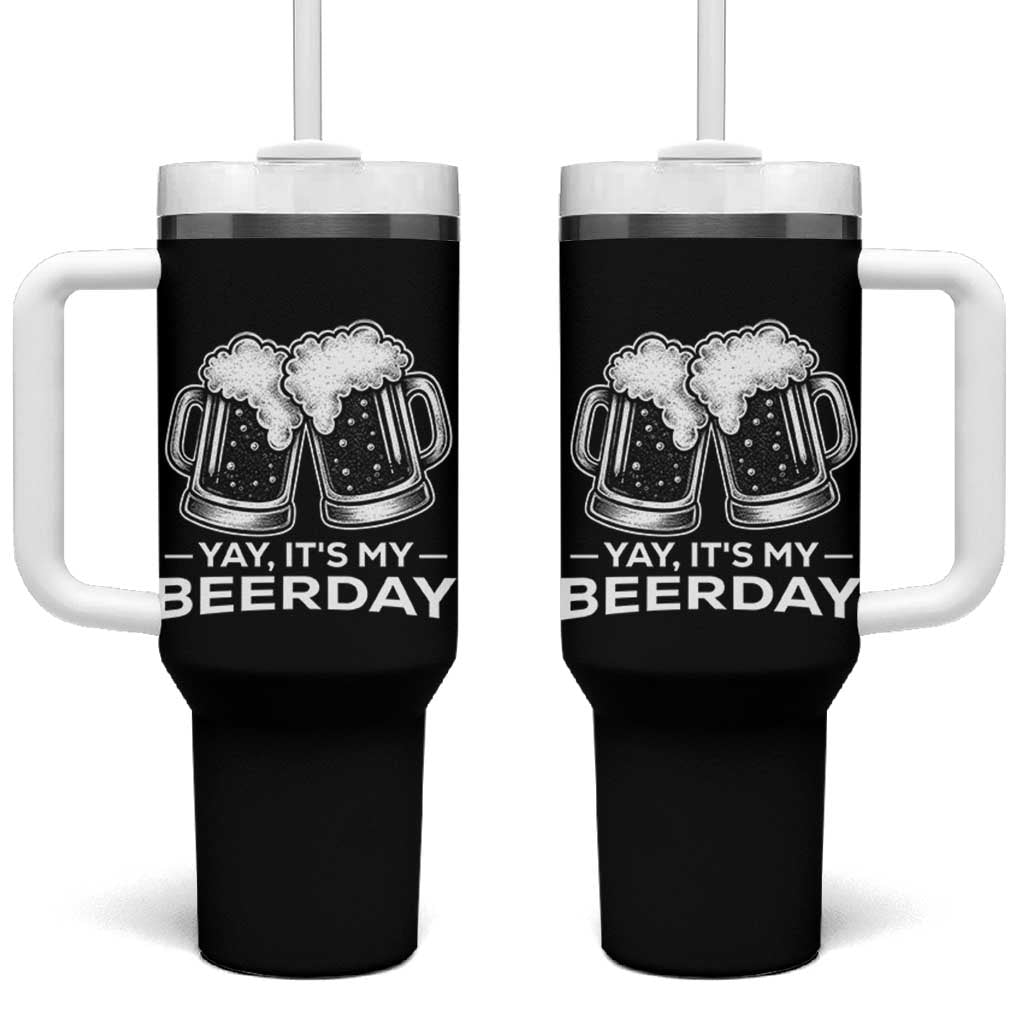 Yay Its My Beerday Tumbler With Handle Funny Birthday Party Gift For Beer Lovers