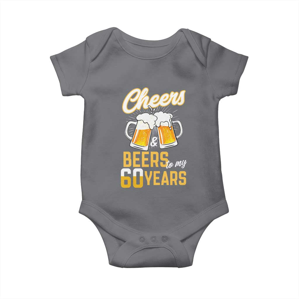 60th Birthday Party Gift Baby Onesie Cheers Beers To My 60 Years