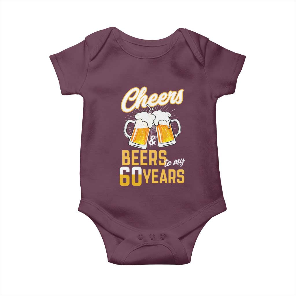 60th Birthday Party Gift Baby Onesie Cheers Beers To My 60 Years