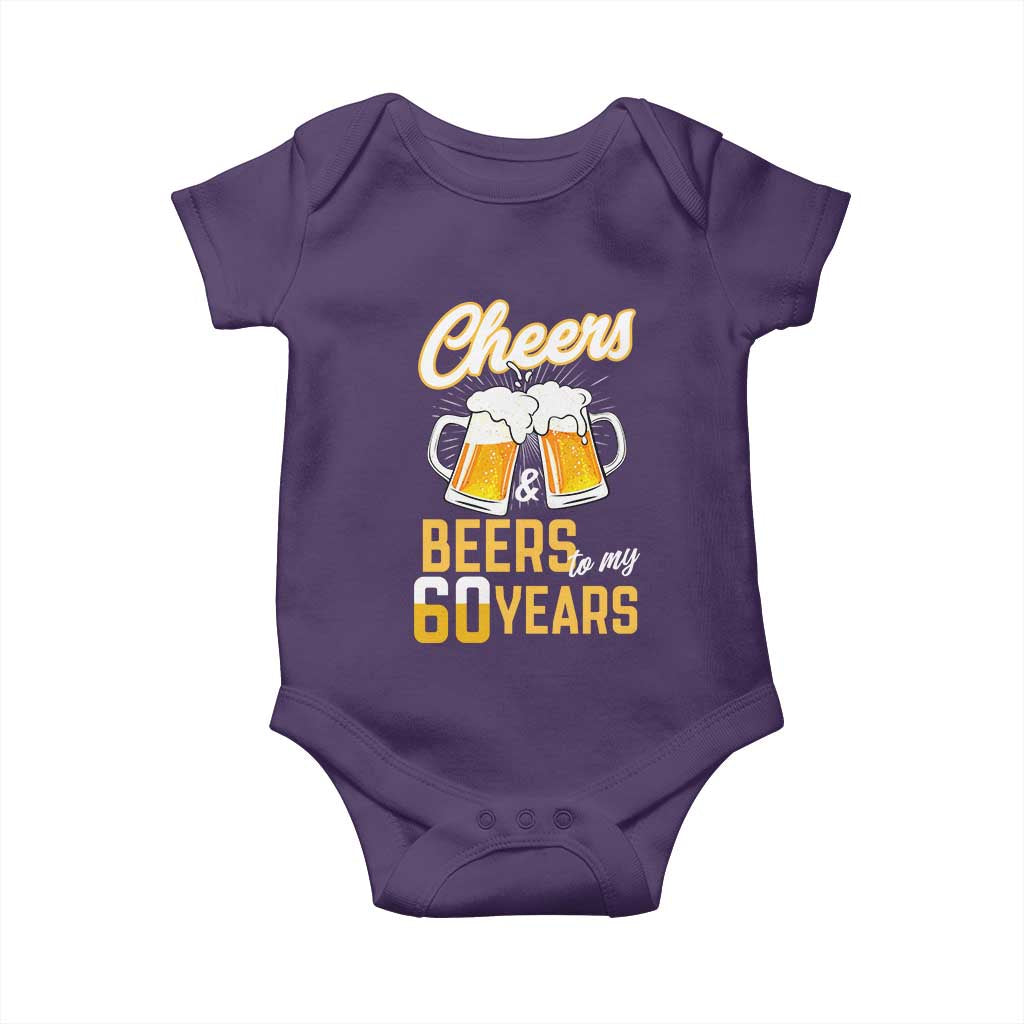 60th Birthday Party Gift Baby Onesie Cheers Beers To My 60 Years