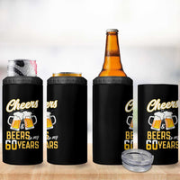 60th Birthday Party Gift 4 in 1 Can Cooler Tumbler Cheers Beers To My 60 Years
