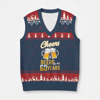60th Birthday Party Gift V-Neck Knit Sweater Vest Cheers Beers To My 60 Years