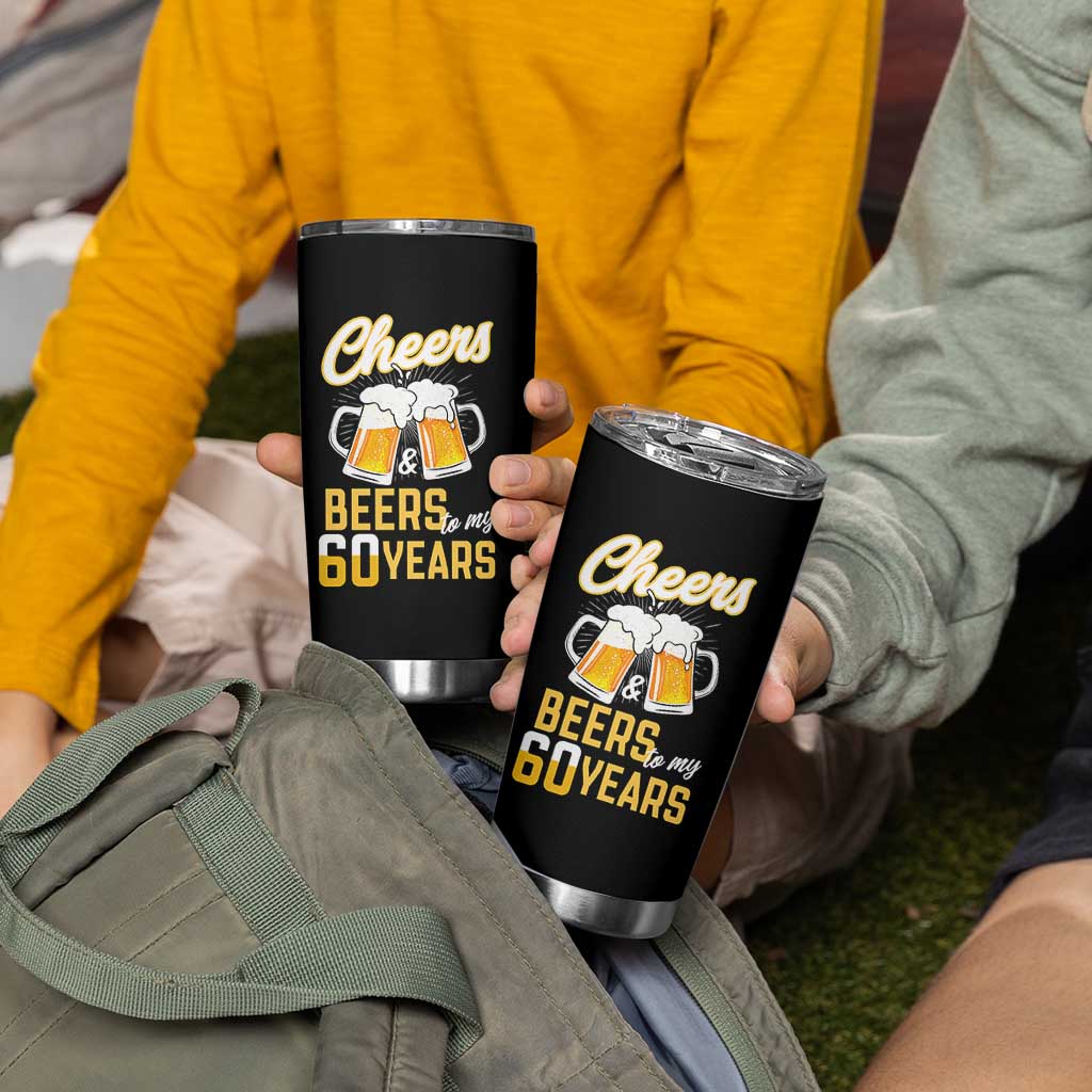 60th Birthday Party Gift Tumbler Cup Cheers Beers To My 60 Years