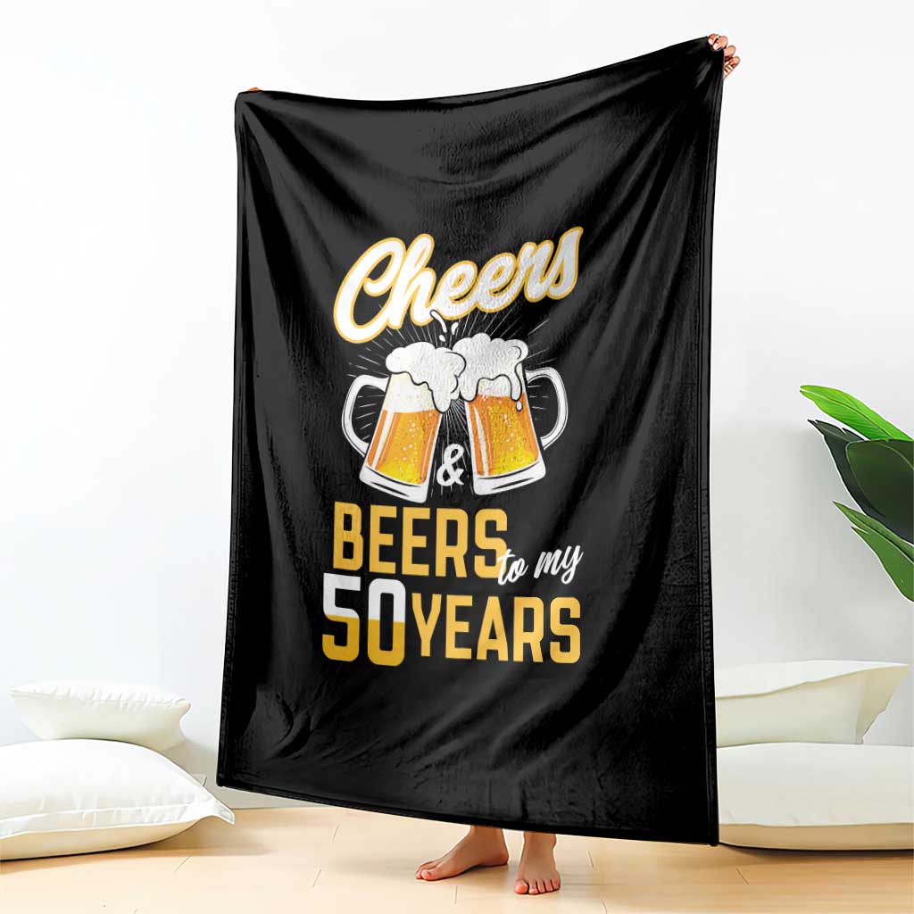 50th Birthday Party Gift Throw Blanket Cheers Beers To My 50 Years
