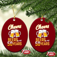 50th Birthday Party Gift Ceramic Ornament Cheers Beers To My 50 Years