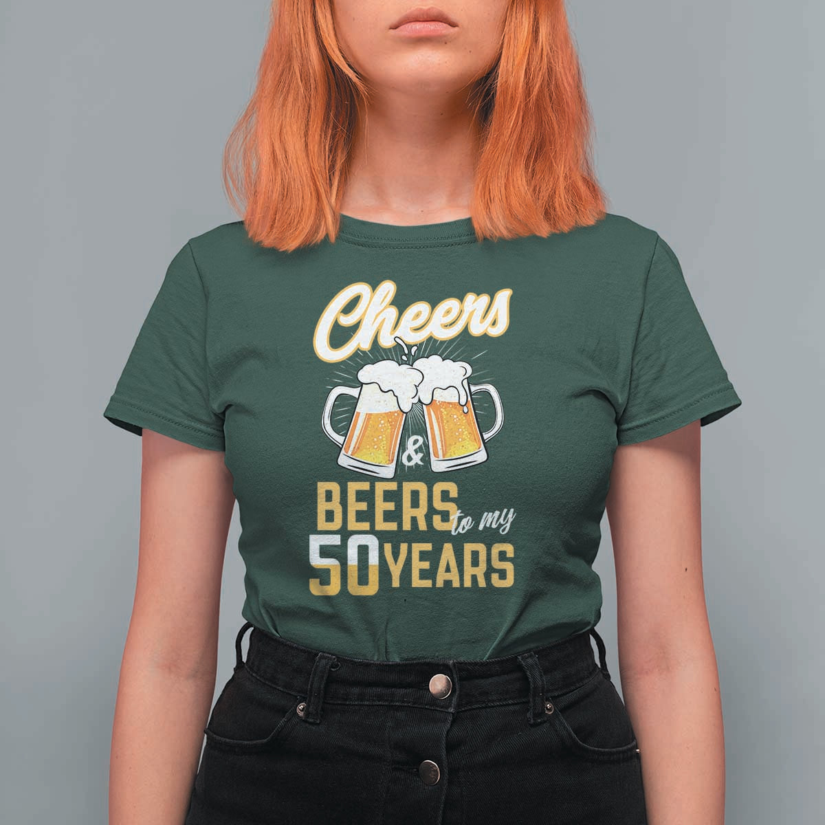 50th Birthday Party Gift T Shirt For Women Cheers Beers To My 50 Years