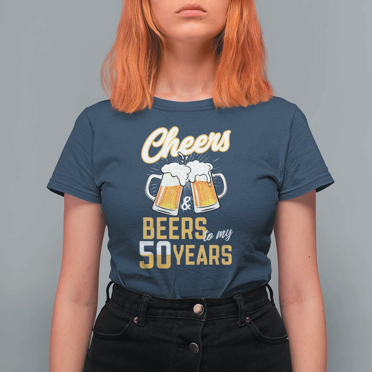 50th Birthday Party Gift T Shirt For Women Cheers Beers To My 50 Years