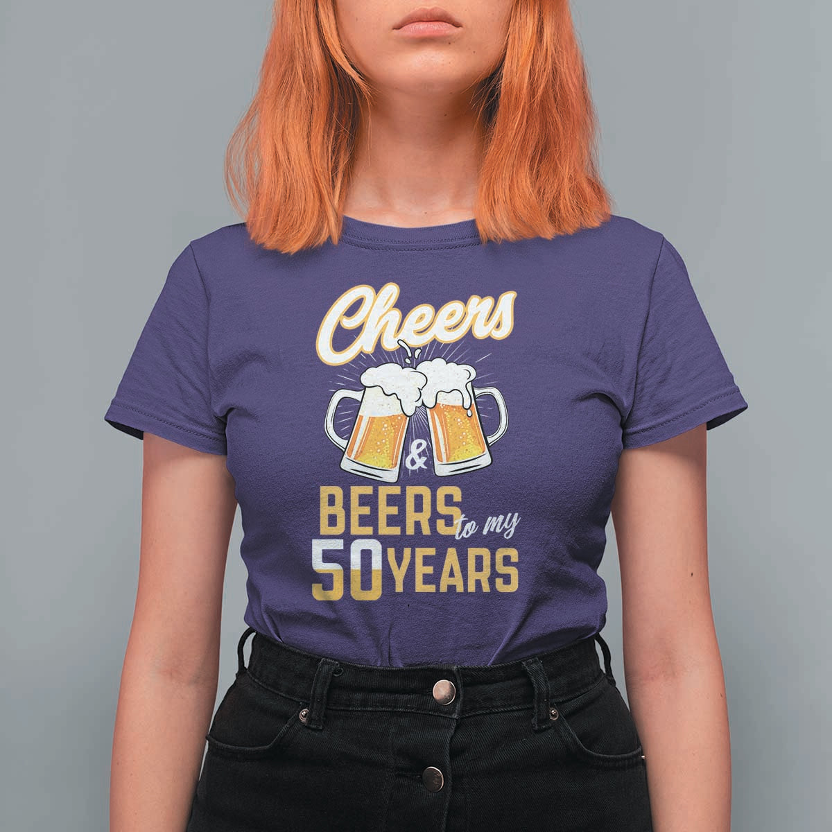 50th Birthday Party Gift T Shirt For Women Cheers Beers To My 50 Years