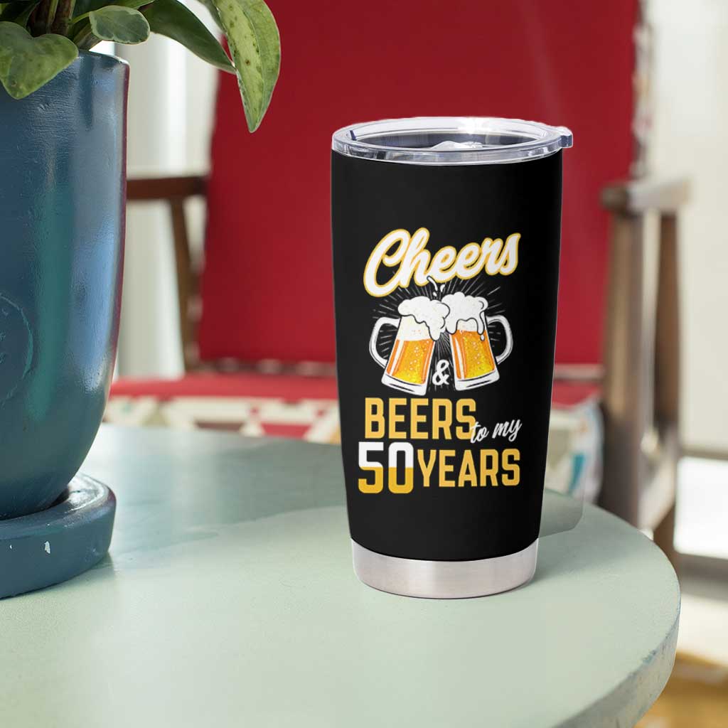 50th Birthday Party Gift Tumbler Cup Cheers Beers To My 50 Years