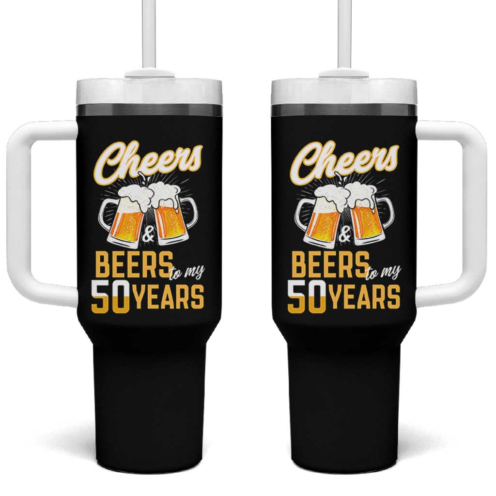 50th Birthday Party Gift Tumbler With Handle Cheers Beers To My 50 Years