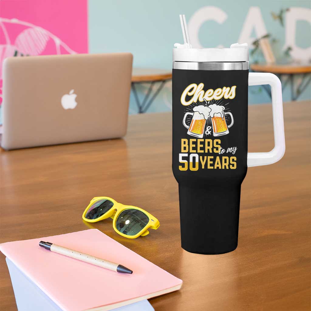 50th Birthday Party Gift Tumbler With Handle Cheers Beers To My 50 Years