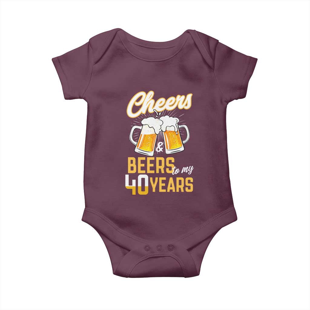 40th Birthday Party Gift Baby Onesie Cheers Beers To My 40 Years