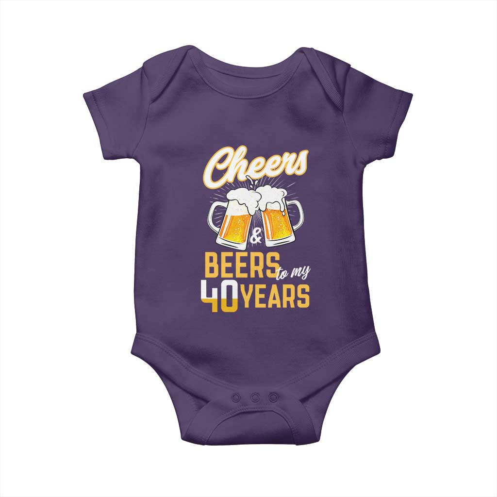 40th Birthday Party Gift Baby Onesie Cheers Beers To My 40 Years