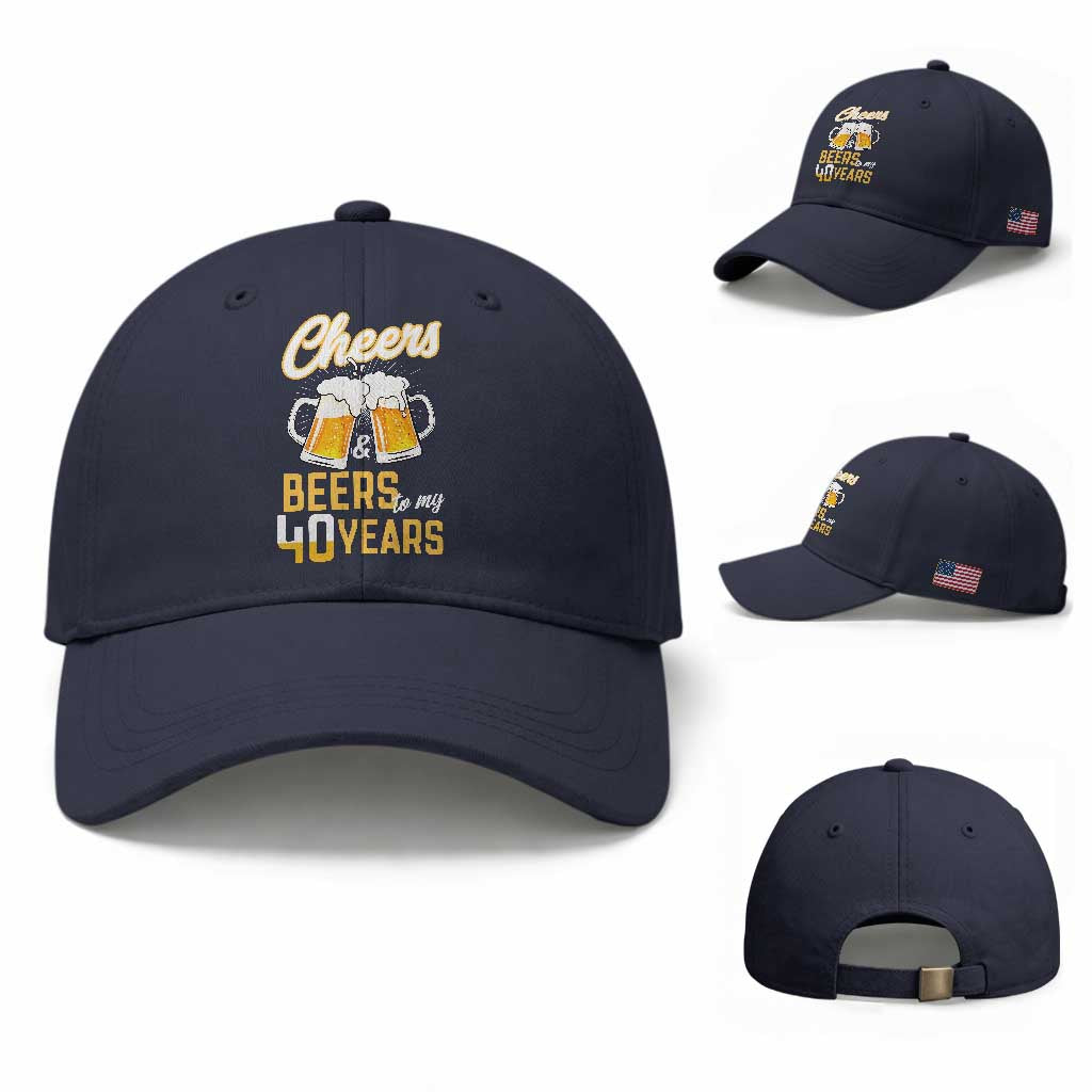 40th Birthday Party Gift Baseball Cap Cheers Beers To My 40 Years