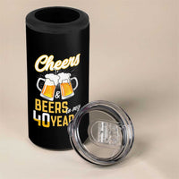 40th Birthday Party Gift 4 in 1 Can Cooler Tumbler Cheers Beers To My 40 Years