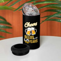 40th Birthday Party Gift 4 in 1 Can Cooler Tumbler Cheers Beers To My 40 Years