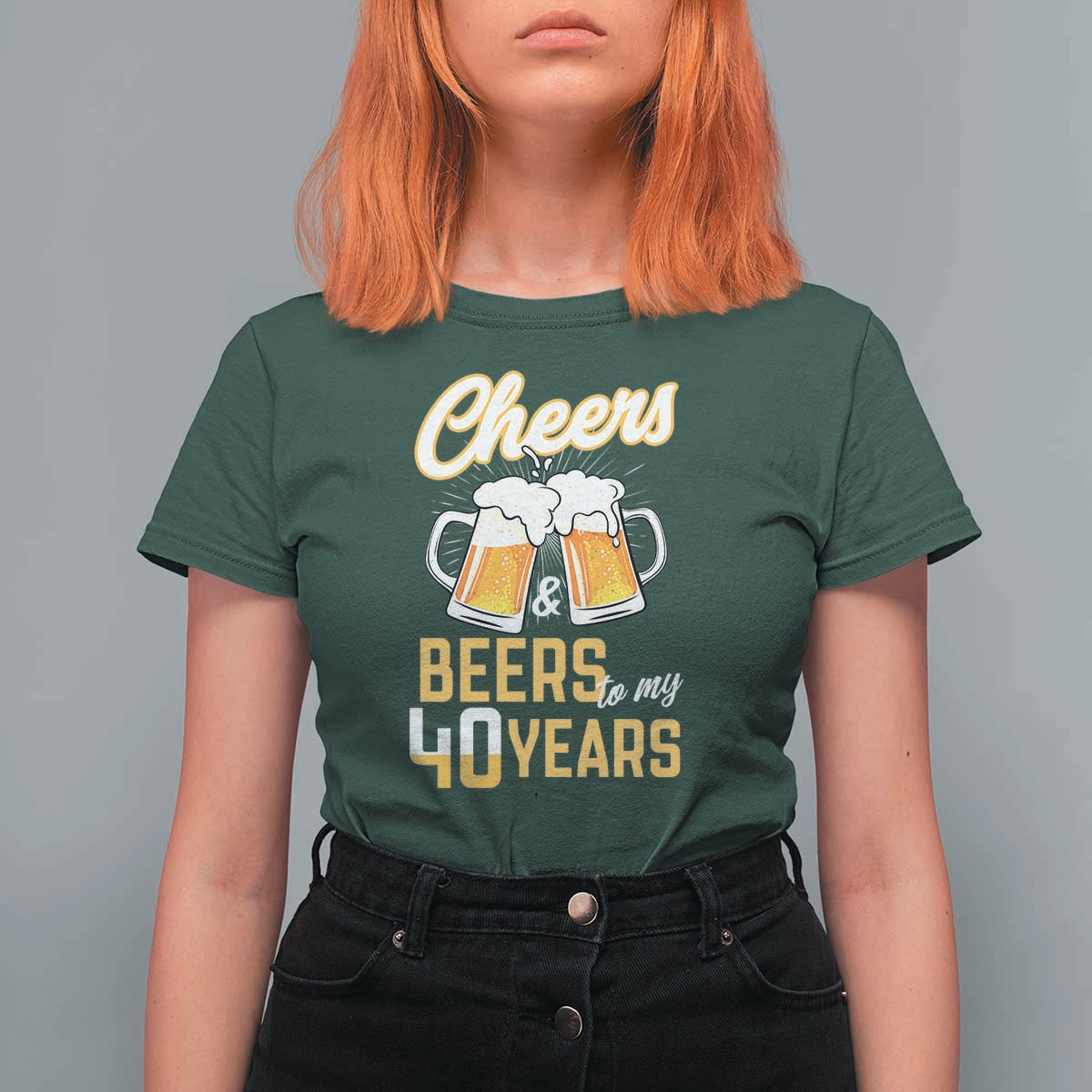 40th Birthday Party Gift T Shirt For Women Cheers Beers To My 40 Years