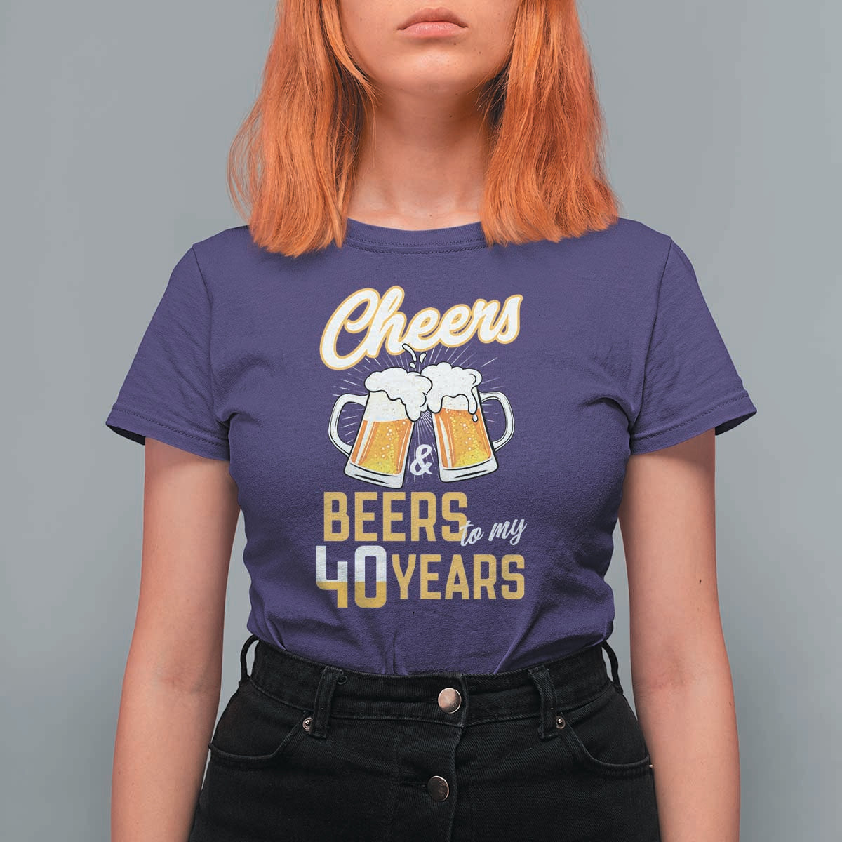 40th Birthday Party Gift T Shirt For Women Cheers Beers To My 40 Years