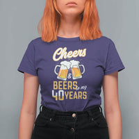 40th Birthday Party Gift T Shirt For Women Cheers Beers To My 40 Years
