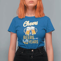 40th Birthday Party Gift T Shirt For Women Cheers Beers To My 40 Years