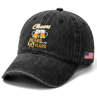 40th Birthday Party Gift Washed Cotton Baseball Cap Cheers Beers To My 40 Years