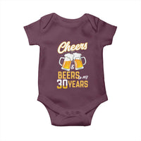 30th Birthday Party Gift Baby Onesie Cheers Beers To My 30 Years