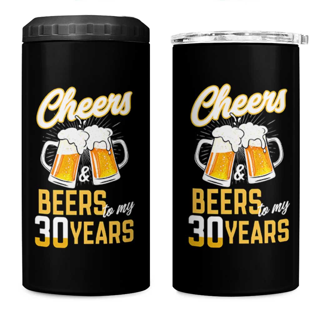 30th Birthday Party Gift 4 in 1 Can Cooler Tumbler Cheers Beers To My 30 Years