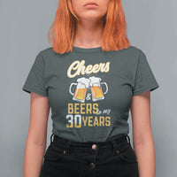 30th Birthday Party Gift T Shirt For Women Cheers Beers To My 30 Years