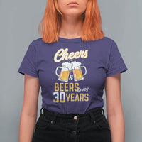 30th Birthday Party Gift T Shirt For Women Cheers Beers To My 30 Years